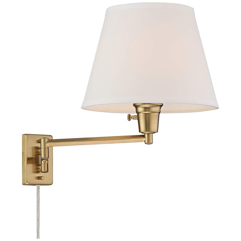 Image 5 360 Lighting Clement Brass Plug-In Swing Arm Wall Lamps with Cord Covers more views