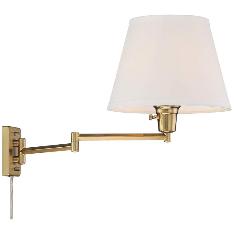 Image 6 360 Lighting Clement Brass Plug-In Swing Arm Wall Lamps with Cord Covers more views