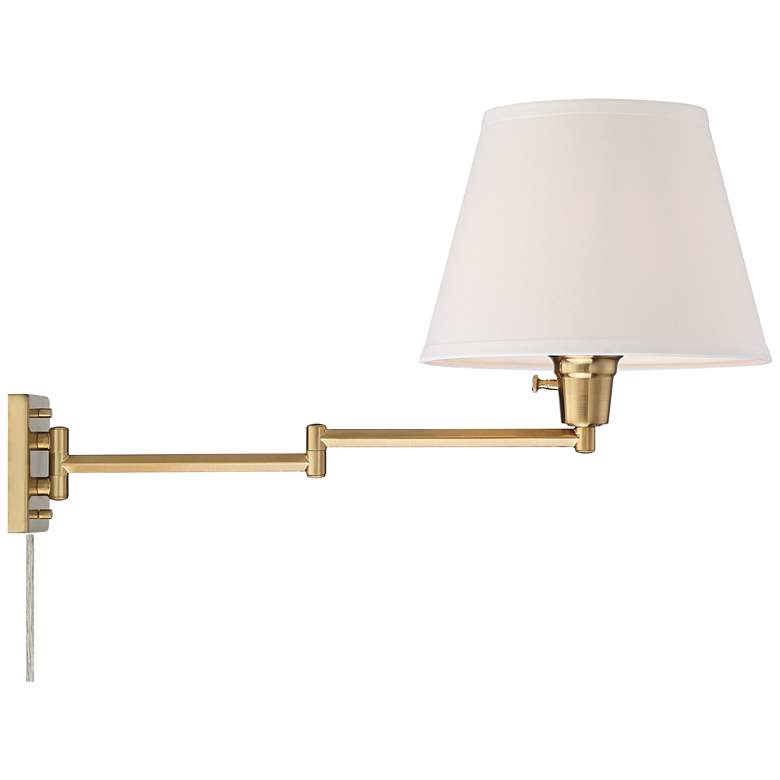Image 7 360 Lighting Clement Brass Plug-In Swing Arm Wall Lamps with Cord Covers more views