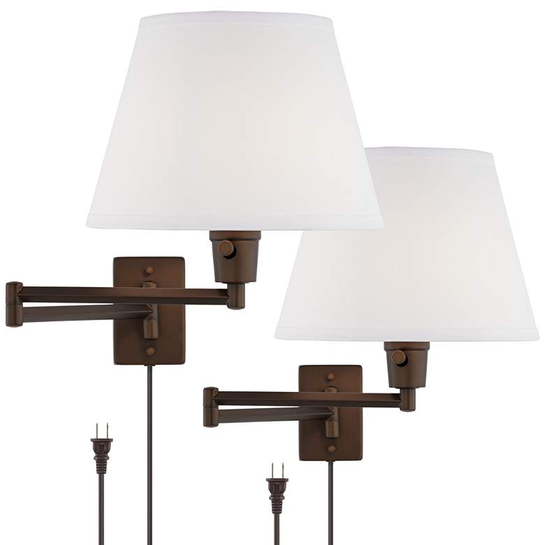 Image 3 360 Lighting Clement Bronze Plug-In Swing Arm Wall Lamps Set of 2
