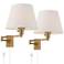 360 Lighting Clement Warm Gold Swing Arm Plug-In Wall Lamps Set of 2