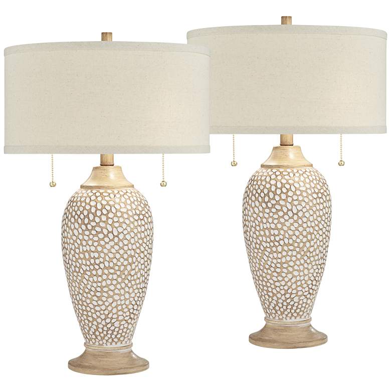 Image 2 360 Lighting Cody 24 1/2 inch Textured Pebble Beige Table Lamps Set of 2