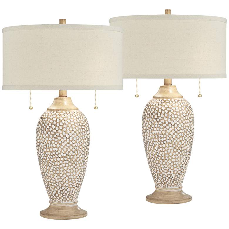 Image 2 360 Lighting Cody 24 1/2" Textured Pebble Beige Table Lamps Set of 2