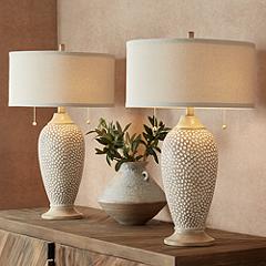Image 360 Lighting Cody 24 1/2" Textured Pebble Beige Table Lamps Set of 2