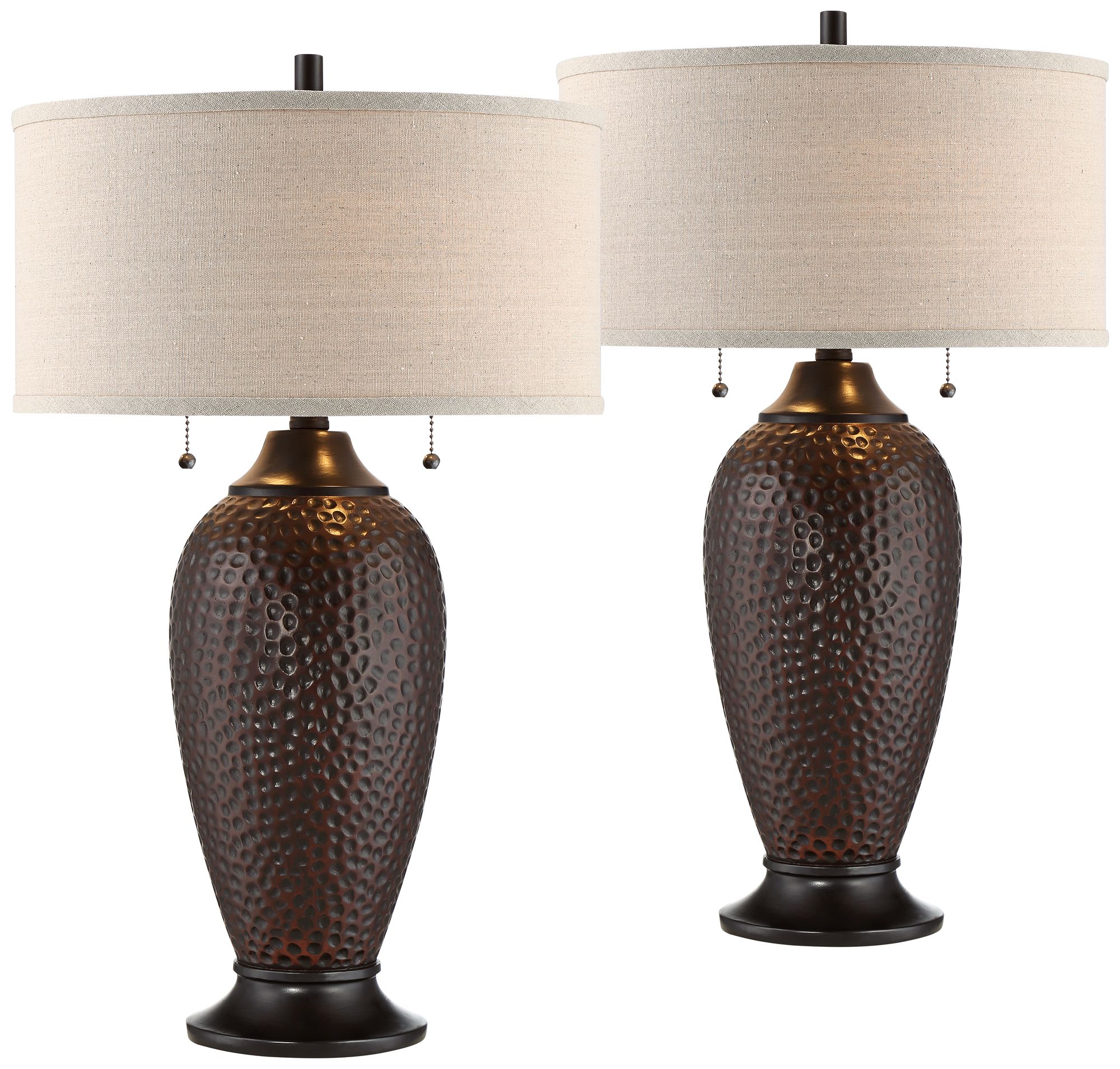 Image 2 360 Lighting Cody 24 1/4" Hammered Oiled Bronze Table Lamps Set of 2