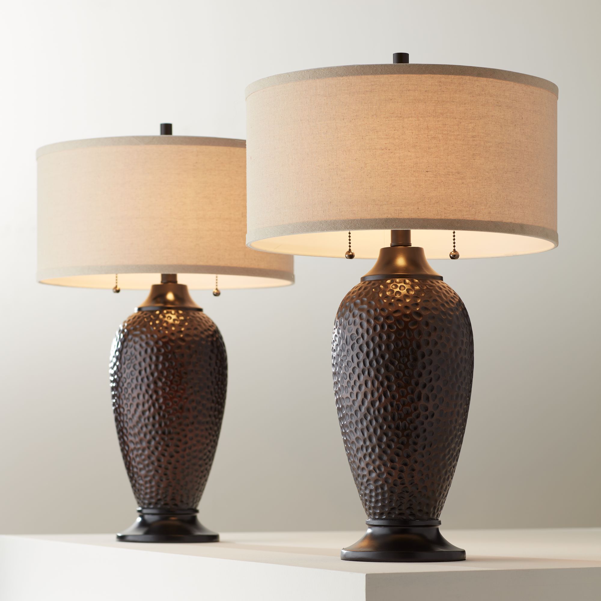 Watch A Video About the Cody Hammered Oiled Bronze Table Lamp Set