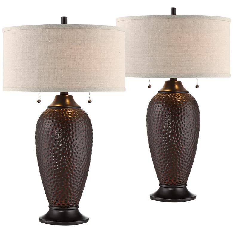 Image 2 360 Lighting Cody 26" Hammered Oiled Bronze Table Lamps Set of 2