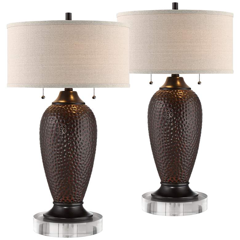 Image 1 360 Lighting Cody 27 1/2" Bronze Table Lamps Set with Acrylic Risers