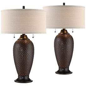 Image2 of 360 Lighting Cody Hammered Bronze Lamps Set of 2 with Table Top Dimmers