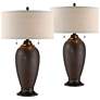 360 Lighting Cody Hammered Bronze Lamps Set of 2 with Table Top Dimmers