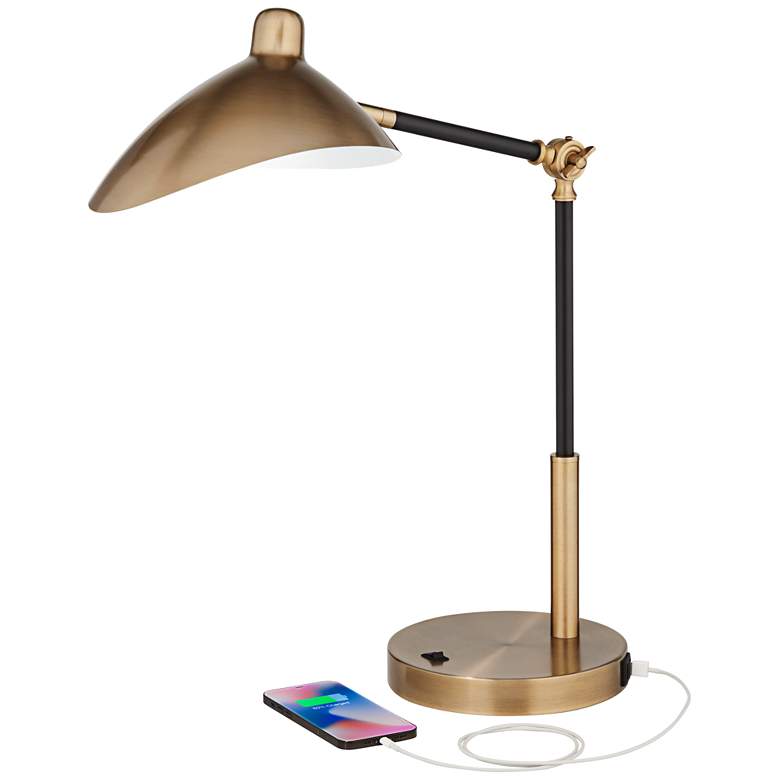 Image 3 360 Lighting Colborne 28 inch Black Gold Mid-Century Modern USB Desk Lamp more views