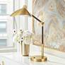 1_360 Lighting Colborne 28" Leather Wrap Brass Mid-Century Desk Lamp