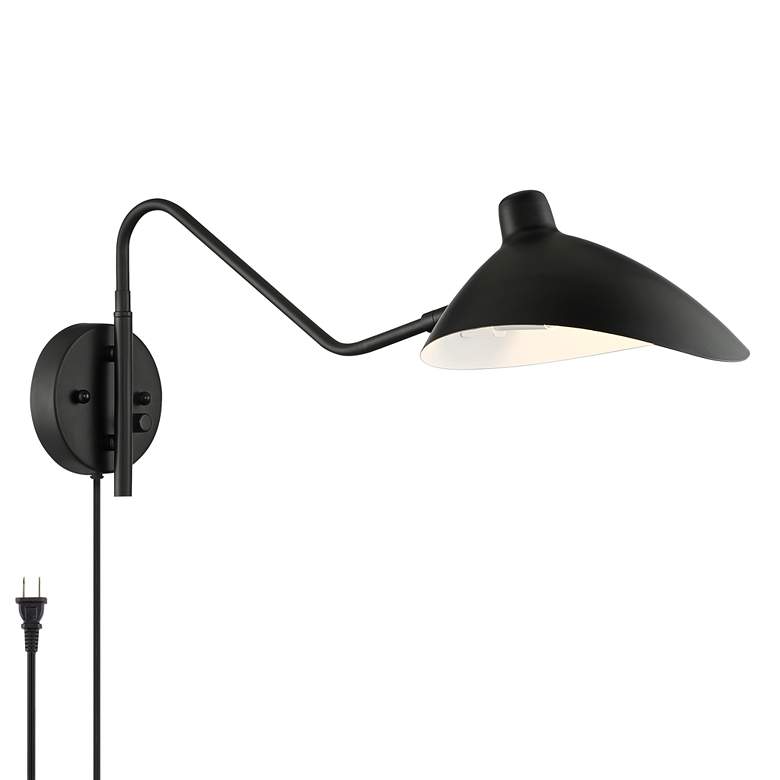 Image 2 360 Lighting Colborne Black Finish Plug-In Swing Arm Modern Wall Lamp