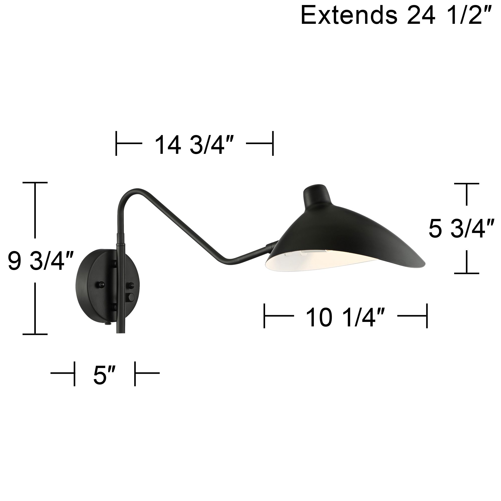 Watch A Video About the Colborne Black Finish Plug-In Swing Arm Modern Wall Lamp