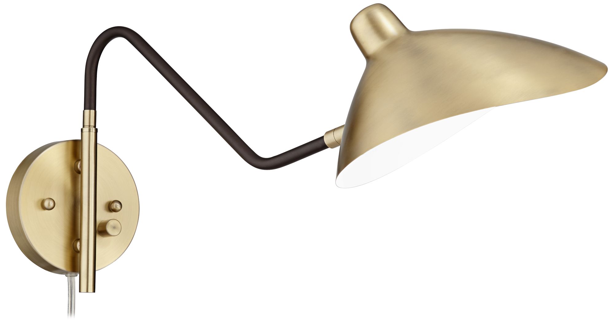 Image 6 360 Lighting Colborne Brass and Bronze Swing Arm Modern Plug-In Wall Lamp more views