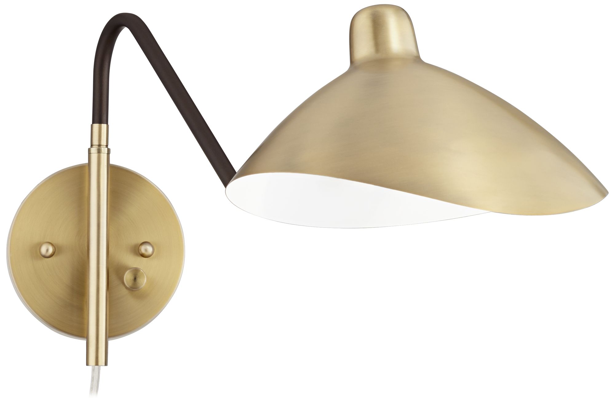 Image 7 360 Lighting Colborne Brass and Bronze Swing Arm Modern Plug-In Wall Lamp more views