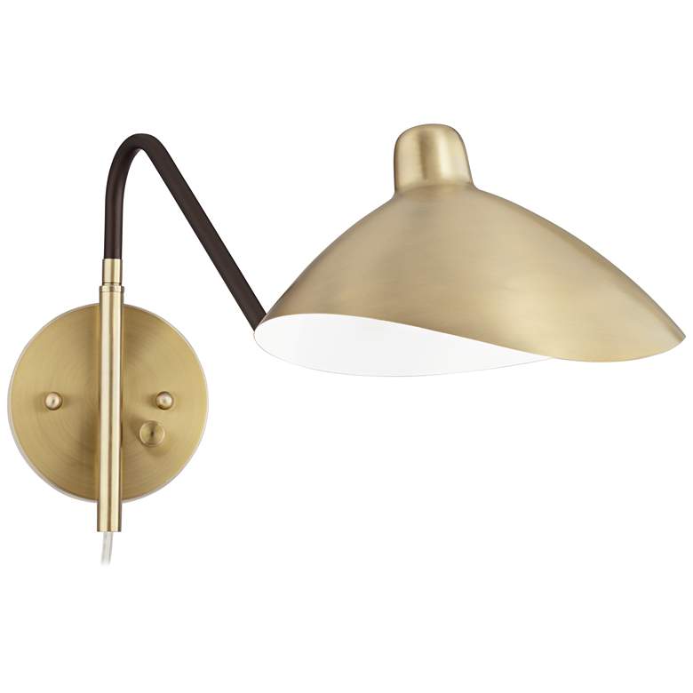 Image 7 360 Lighting Colborne Brass and Bronze Swing Arm Modern Plug-In Wall Lamp more views