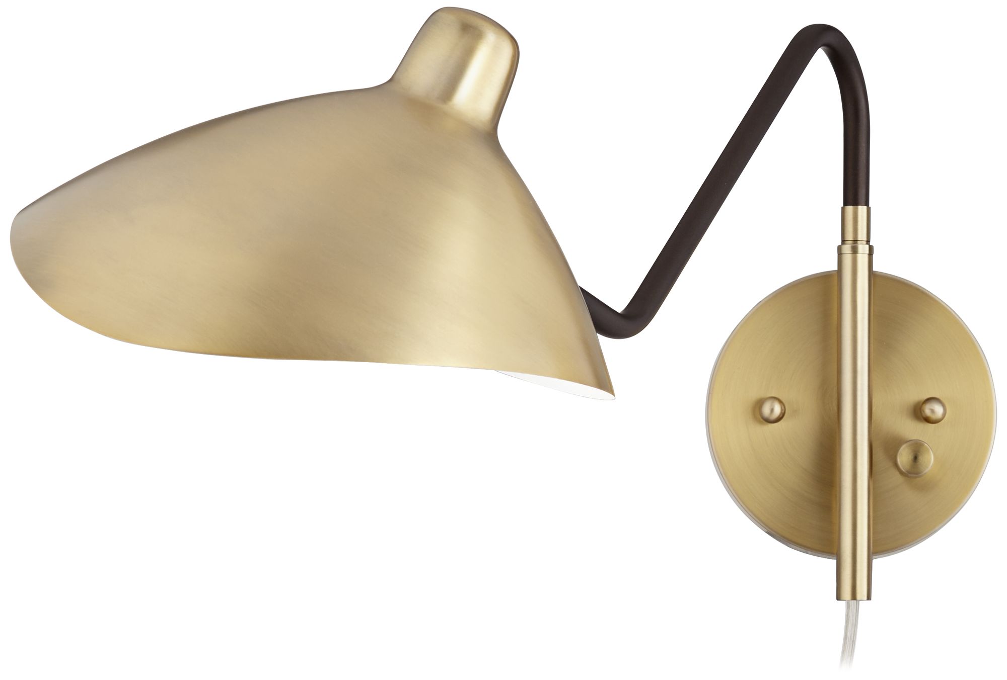 360 Lighting Colborne Brass and Bronze Swing Arm Modern Plug-In Wall Lamp