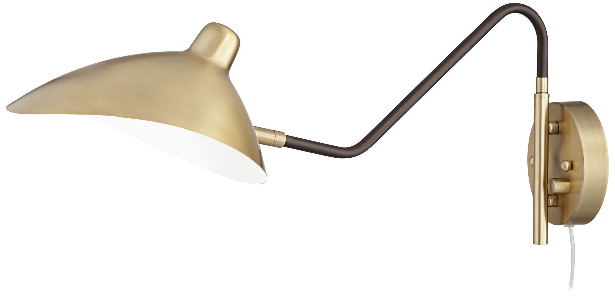 360 Lighting Colborne Brass and Bronze Swing Arm Modern Plug-In Wall Lamp