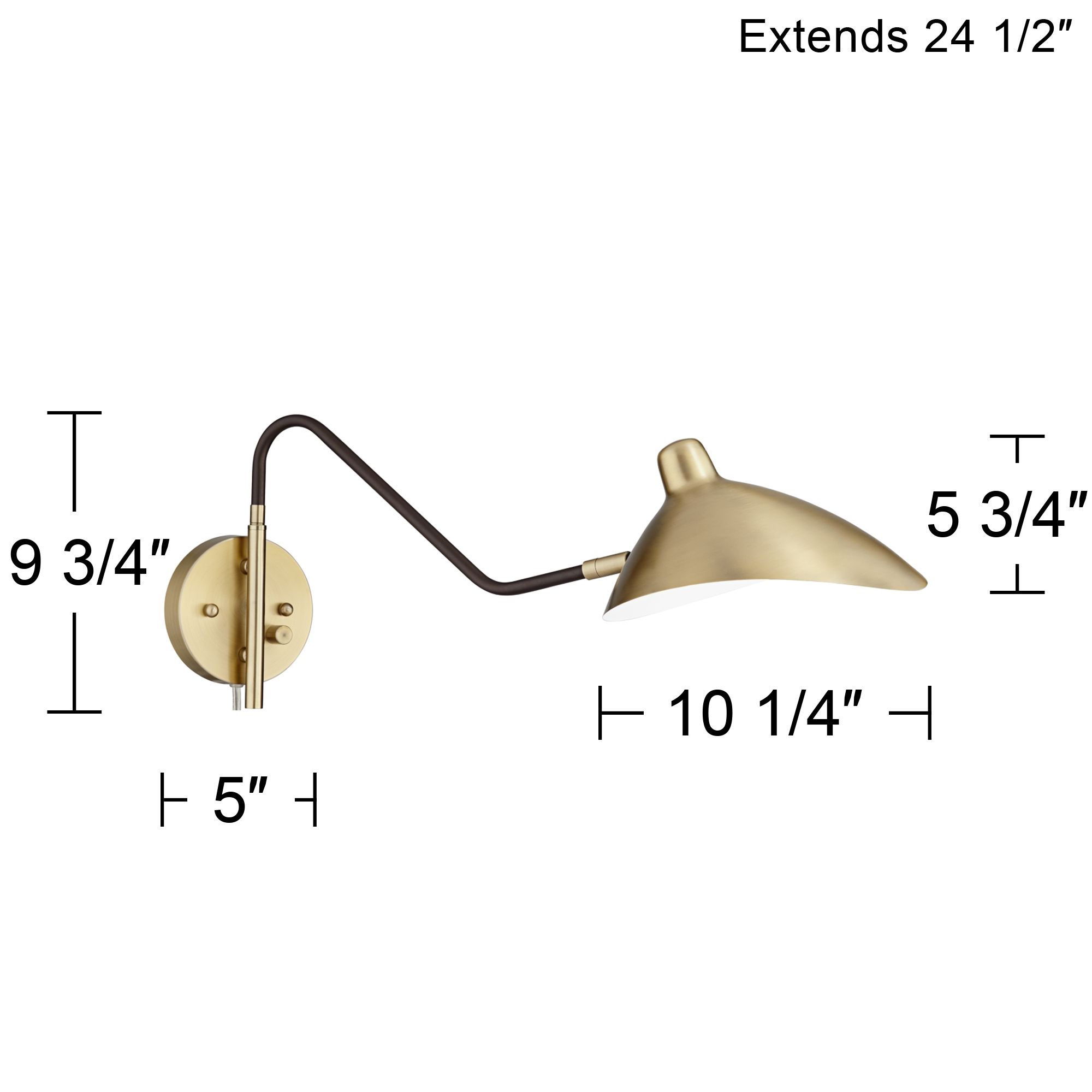 360 Lighting Colborne Brass and Bronze Swing Arm Modern Plug-In Wall Lamp