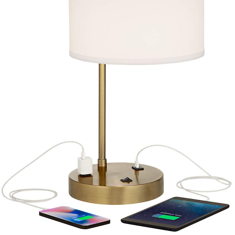 Image 4 360 Lighting Colby 21" Antique Gold Desk Lamp with Outlet and USB Port more views