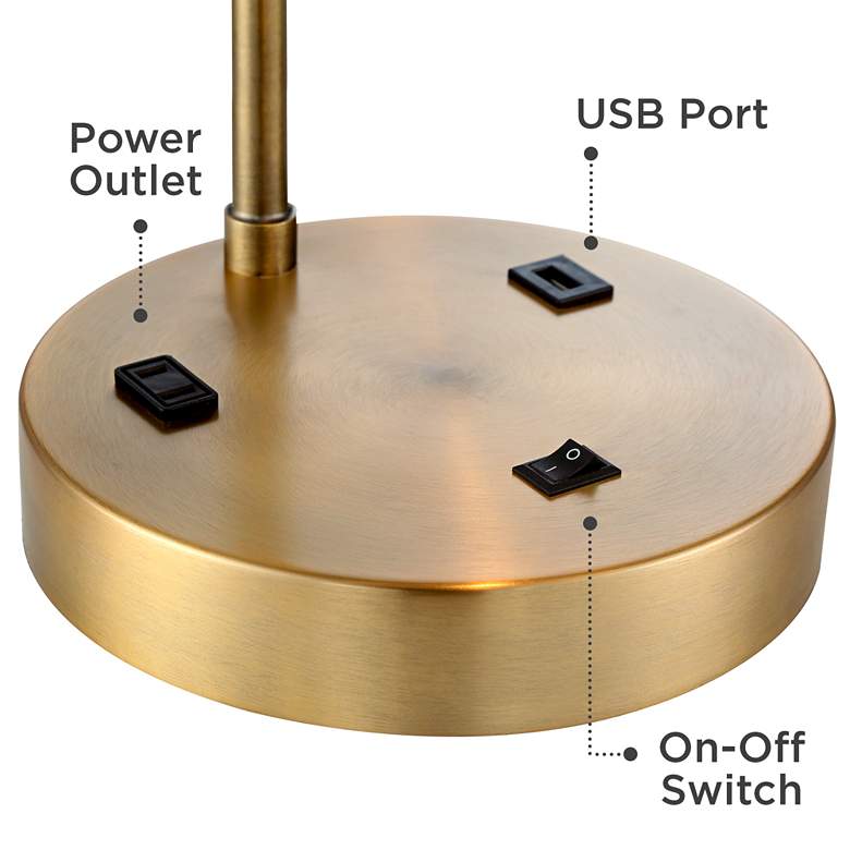 Image 5 360 Lighting Colby 21" Antique Gold Desk Lamp with Outlet and USB Port more views