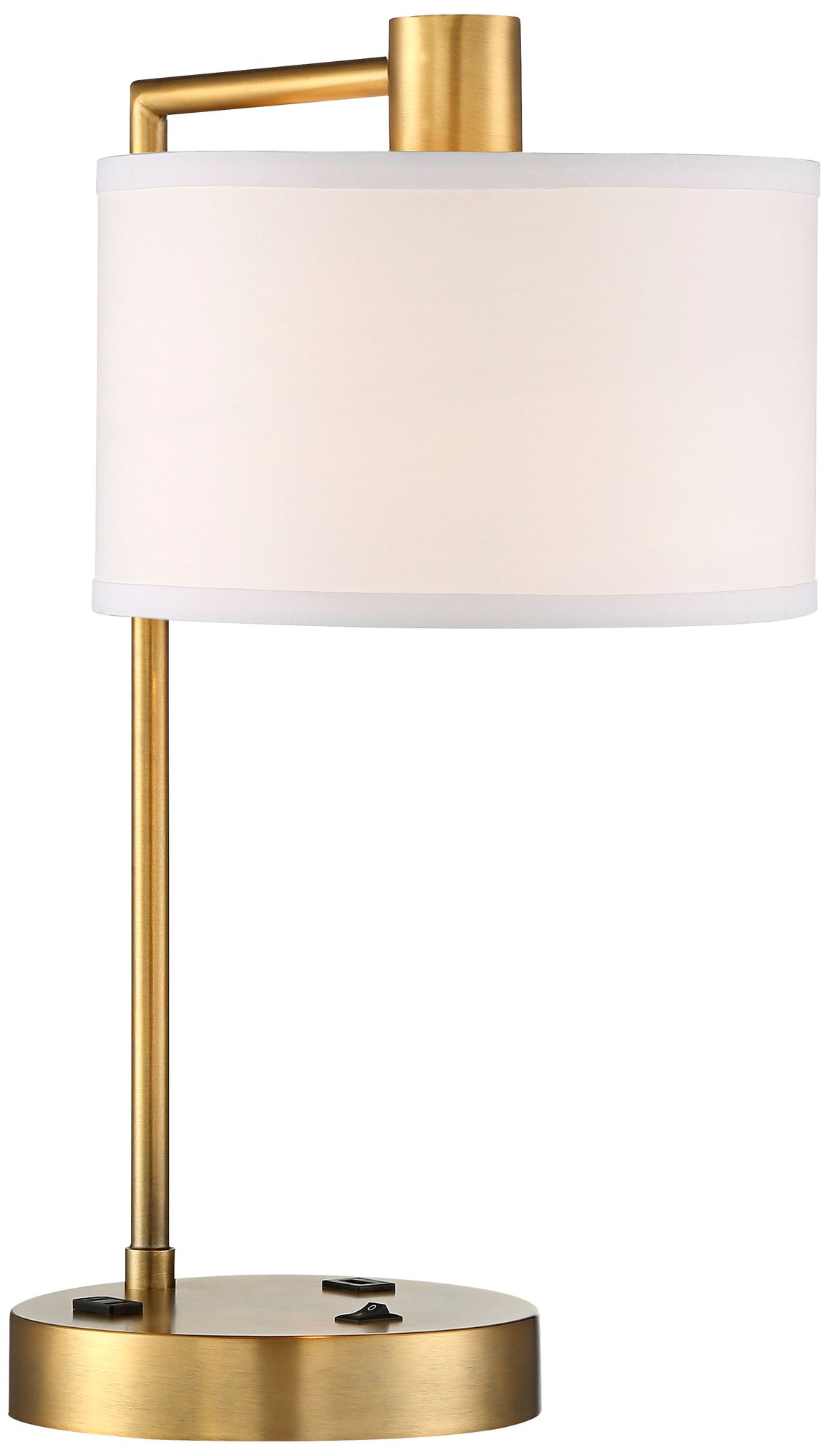 Watch A Video About the Colby Antique Gold Desk Lamp with Outlet and USB Port