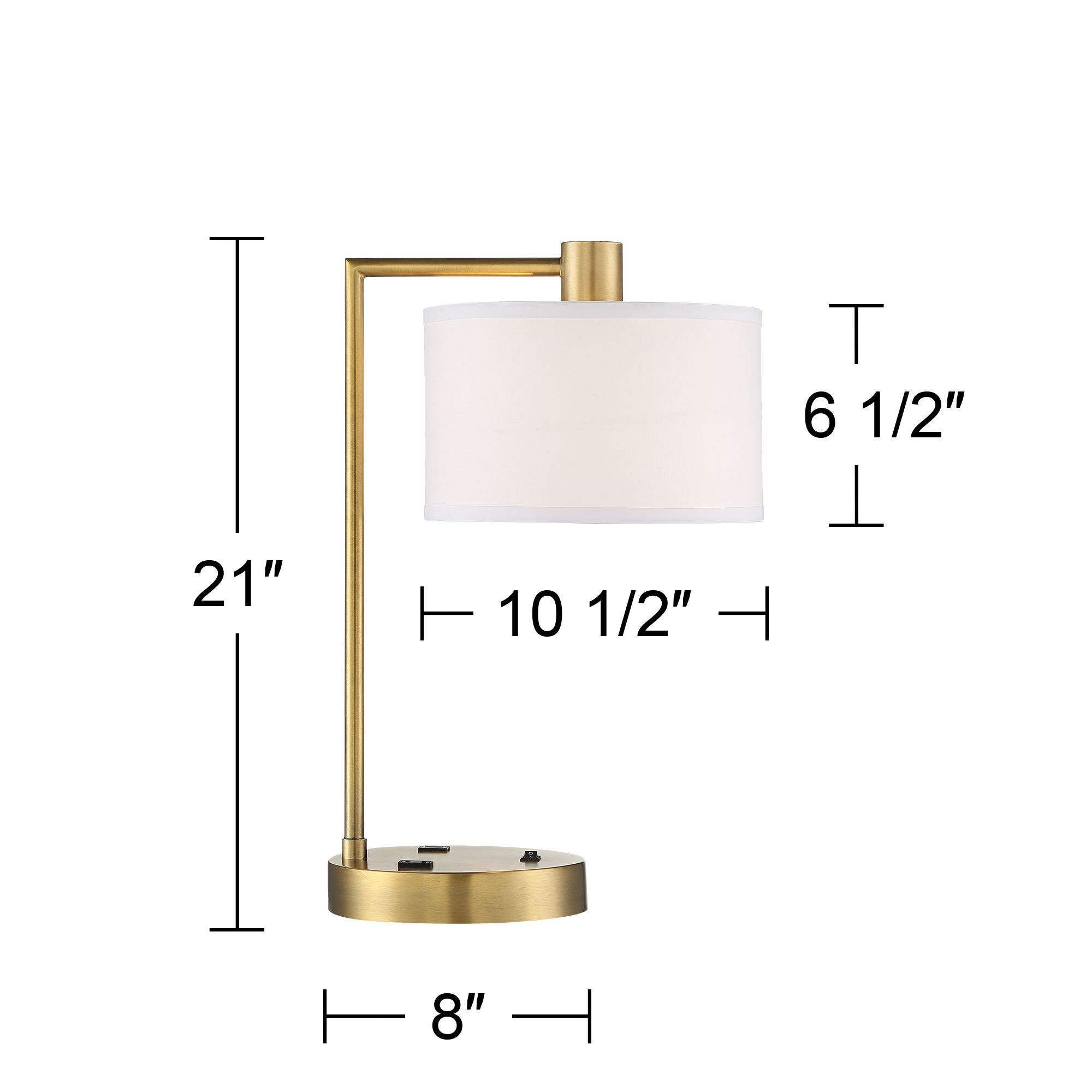 Watch A Video About the Colby Antique Gold Desk Lamp with Outlet and USB Port