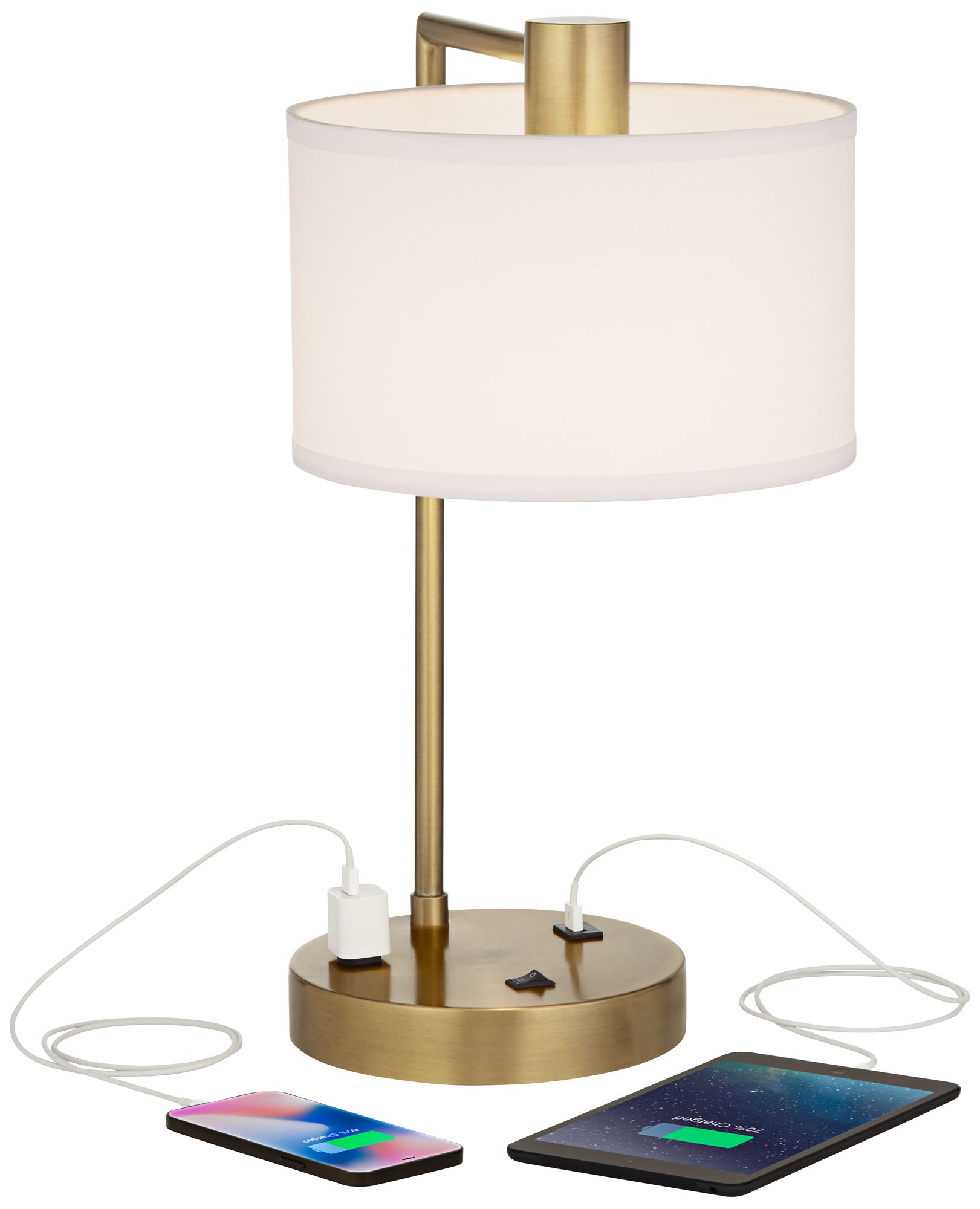 Image 3 360 Lighting Colby 21" Antique Gold Outlet and USB Desk Lamps Set of 2 more views