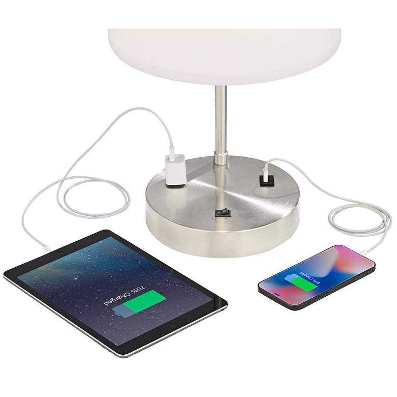 Image 5 360 Lighting Colby 21" Nickel Desk Lamp with Outlet and USB Port more views