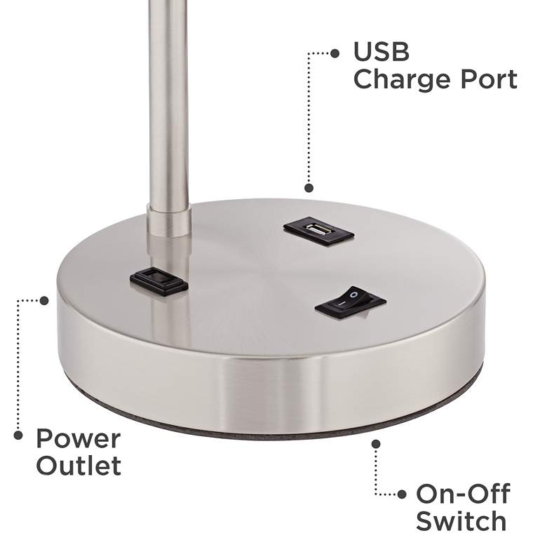 Image 4 360 Lighting Colby 21" Nickel USB and Outlet Desk Lamps Set of 2 more views