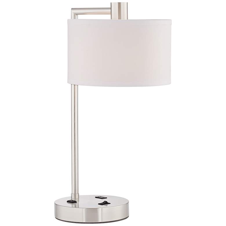 Image 6 360 Lighting Colby 21" Nickel USB and Outlet Desk Lamps Set of 2 more views