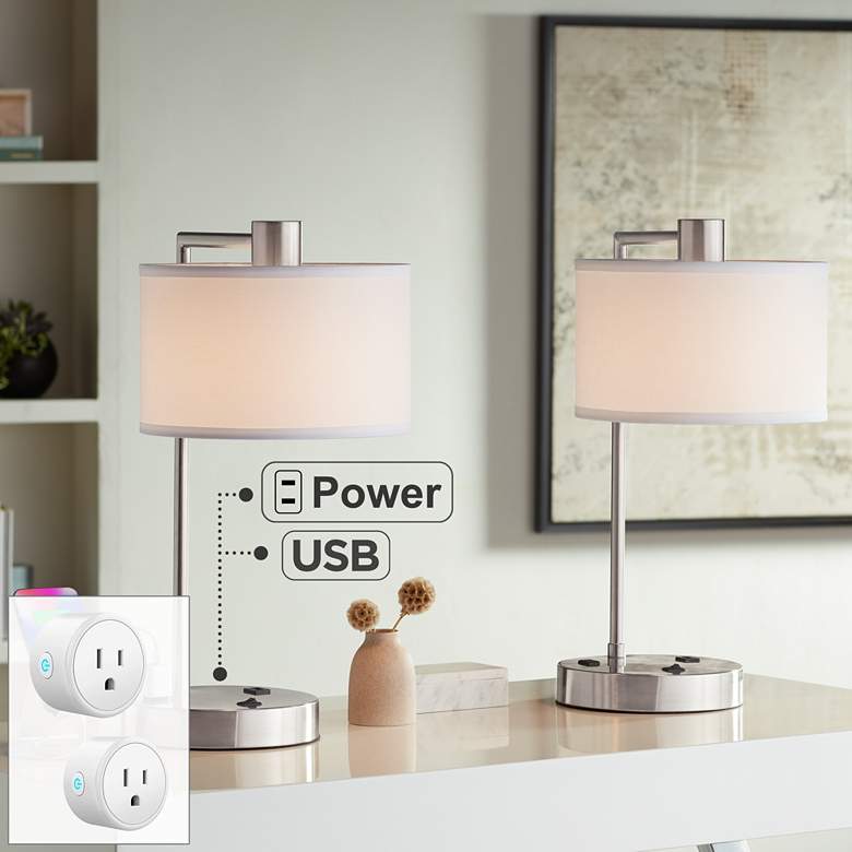 Image 1 360 Lighting Colby 21" USB Desk Lamps Set of 2 with Smart Sockets