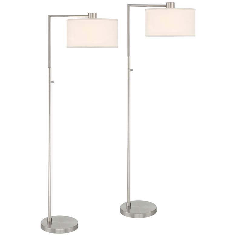Image 2 360 Lighting Colby 61" Brushed Nickel Downbridge Floor Lamps Set of 2