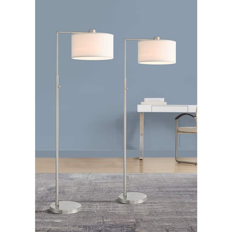 Image 1 360 Lighting Colby 61" Brushed Nickel Downbridge Floor Lamps Set of 2