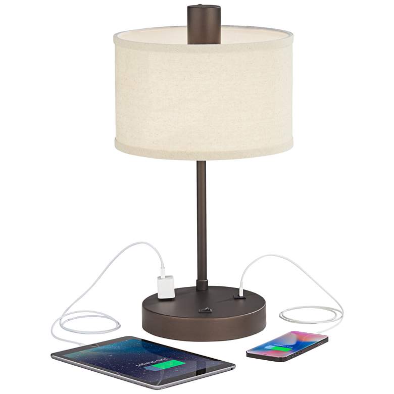 Image 3 360 Lighting Colby Bronze Outlet USB Lamps Set of 2 with Smart Sockets more views