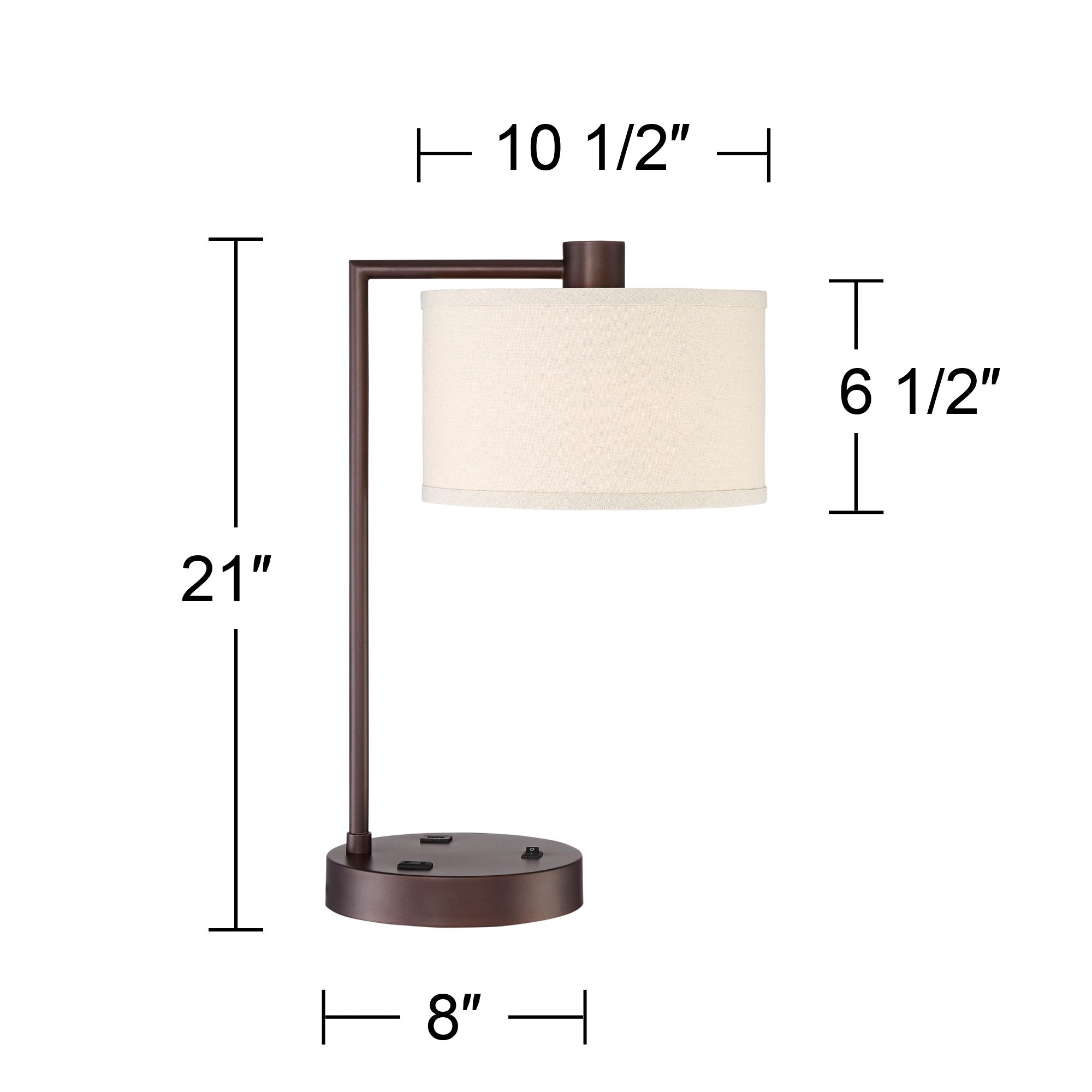 360 Lighting Colby Bronze Outlet USB Lamps Set of 2 with Smart Sockets