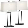 3_360 Lighting Cole 27" High Black Metal USB Table Lamps Set of 2