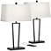 360 Lighting Cole Black Metal Table Lamps with USB Port Set of 2
