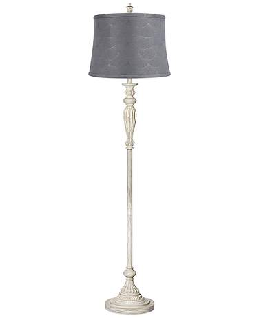 360 Lighting Colonnade 60" Antique White Gray Shade Floor Lamp