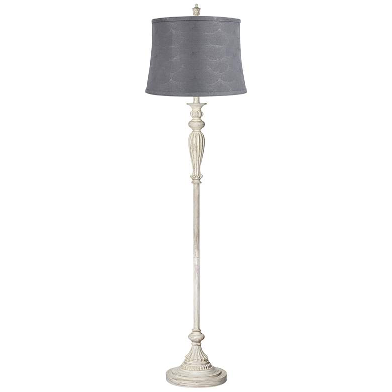 Image 1 360 Lighting Colonnade 60" Antique White Gray Shade Floor Lamp