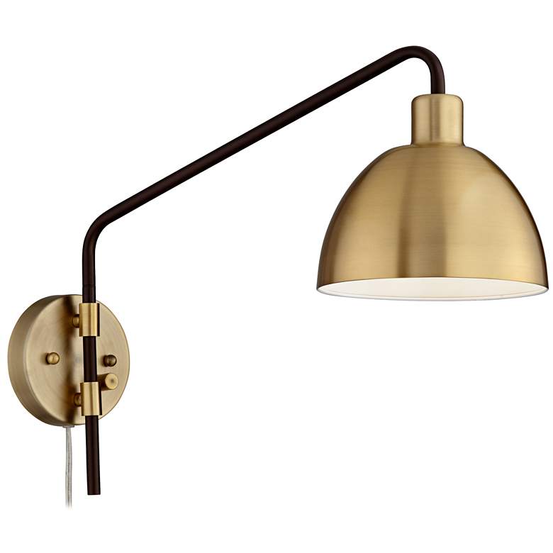 Image 5 360 Lighting Colwood Brass and Bronze Plug-In Swing Arm Wall Lamps Set of 2 more views