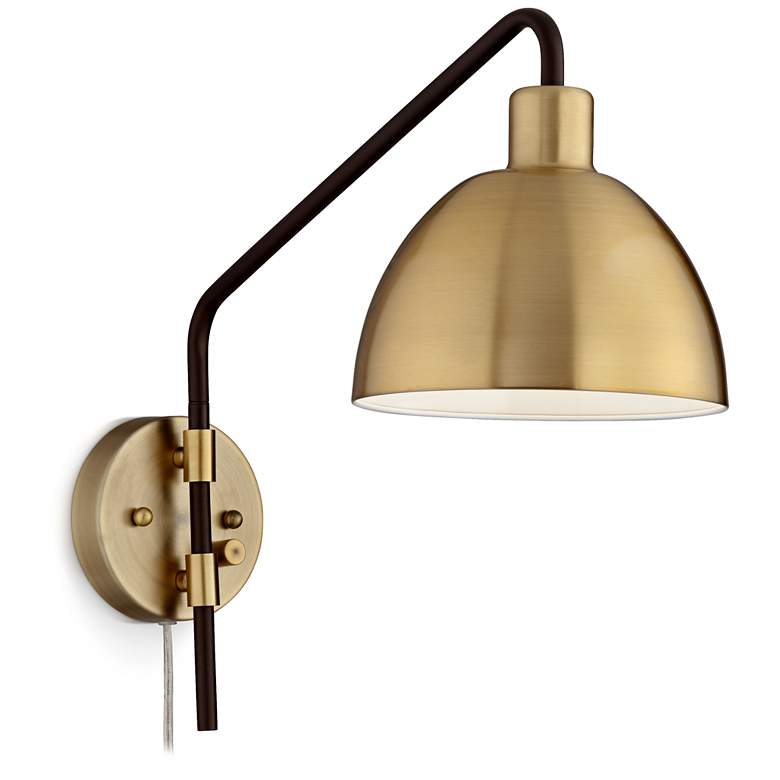 Image 6 360 Lighting Colwood Brass and Bronze Plug-In Swing Arm Wall Lamps Set of 2 more views