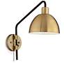 360 Lighting Colwood Brass and Bronze Plug-In Swing Arm Wall Lamps Set of 2