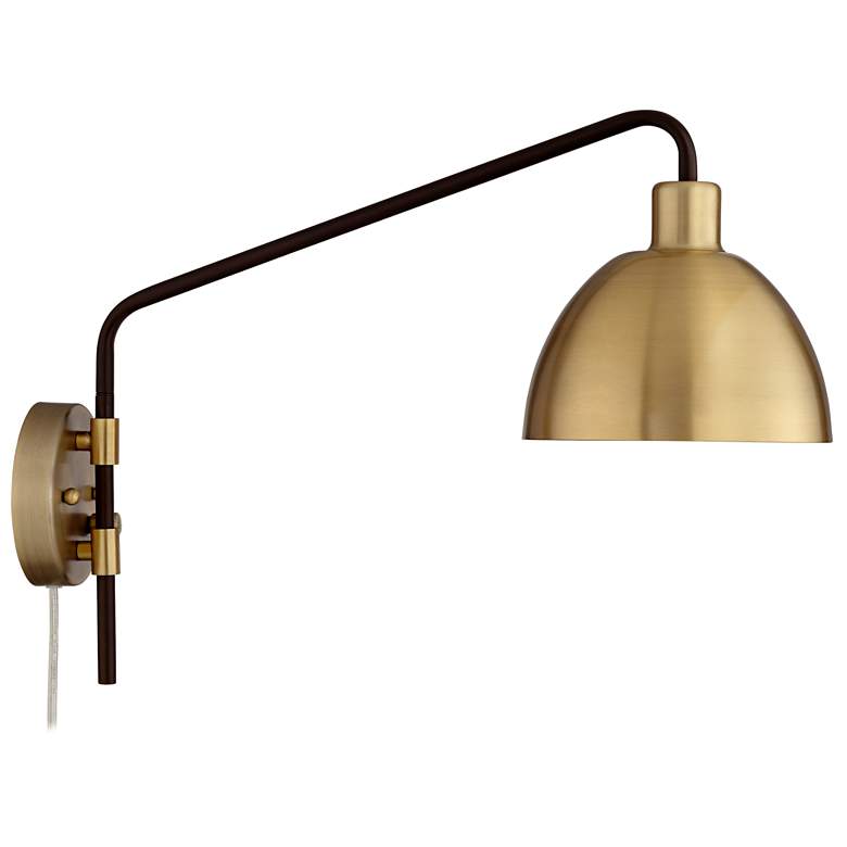 Image 7 360 Lighting Colwood Brass and Bronze Plug-In Swing Arm Wall Lamps Set of 2 more views