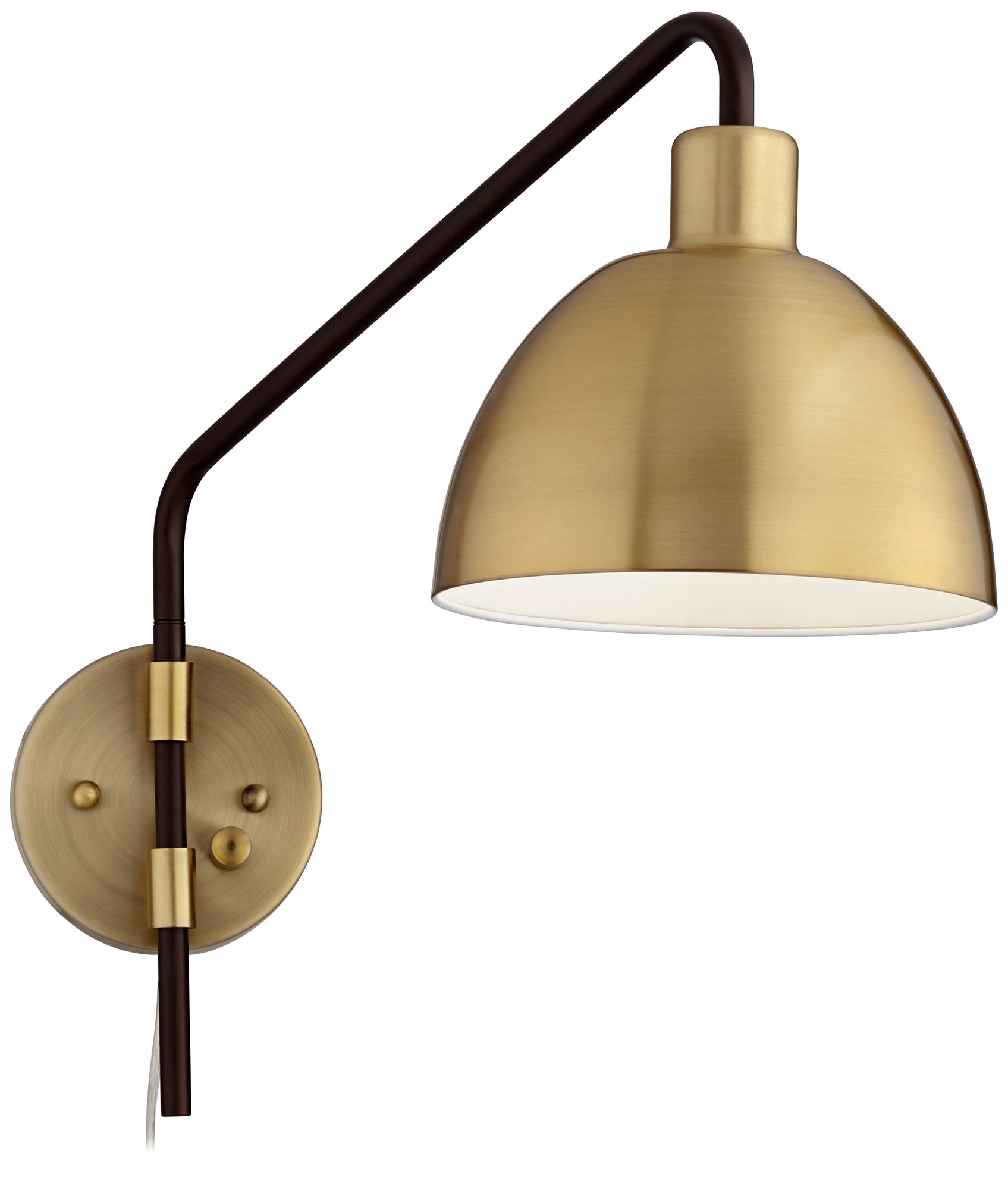 360 Lighting Colwood Brass and Bronze Plug-In Swing Arm Wall Lamps Set of 2