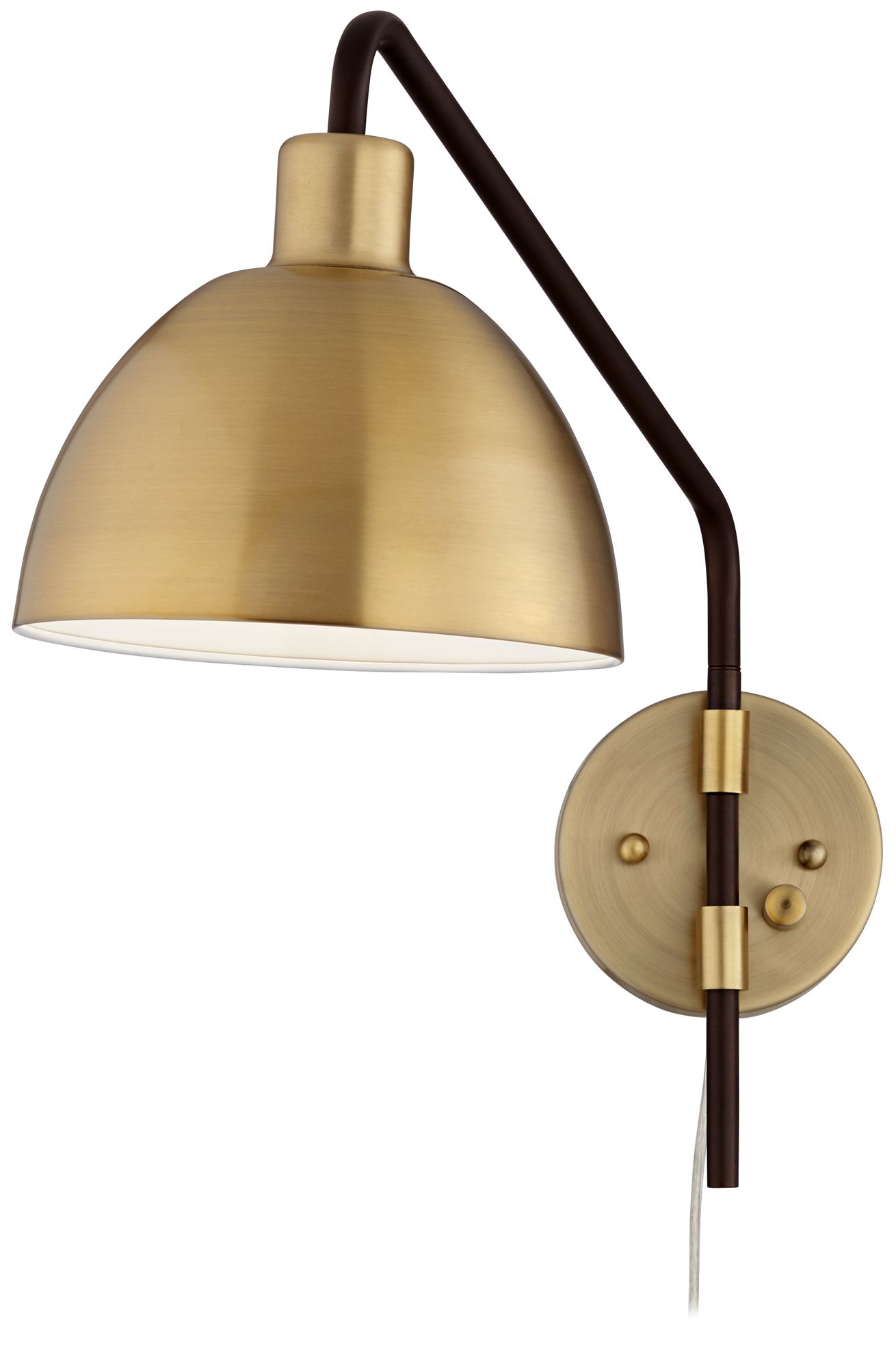 360 Lighting Colwood Brass and Bronze Plug-In Swing Arm Wall Lamps Set of 2