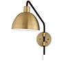 360 Lighting Colwood Brass and Bronze Plug-In Swing Arm Wall Lamps Set of 2