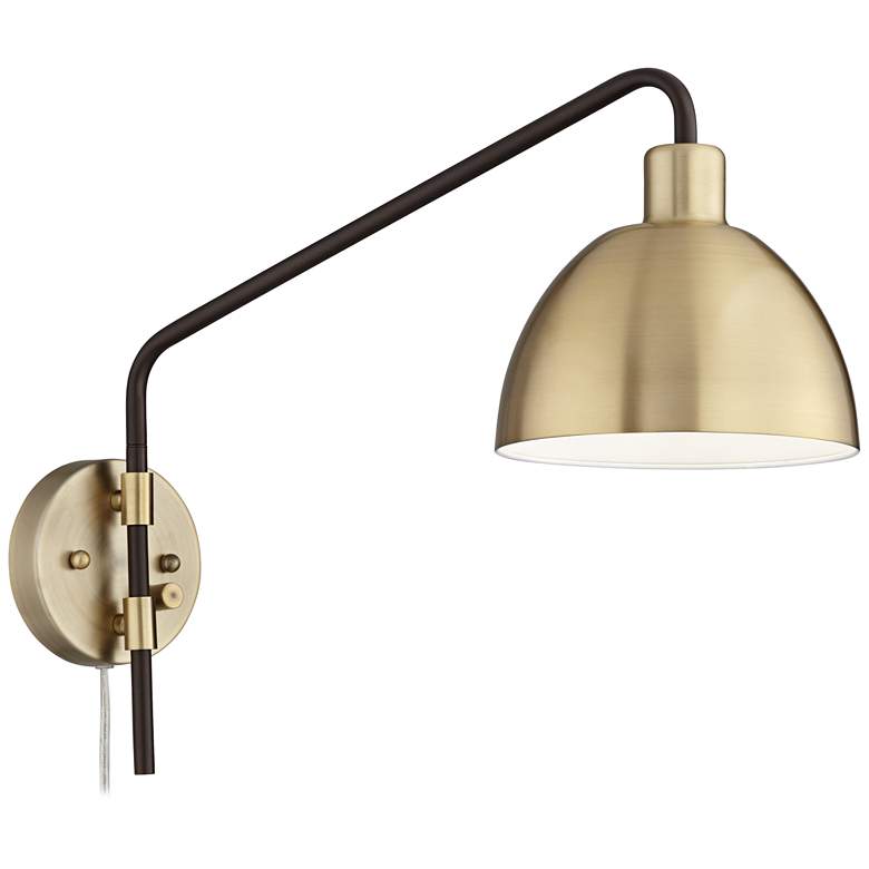 Image 5 360 Lighting Colwood Brass Bronze Adjustable Swing Arm Plug-In Wall Lamp more views