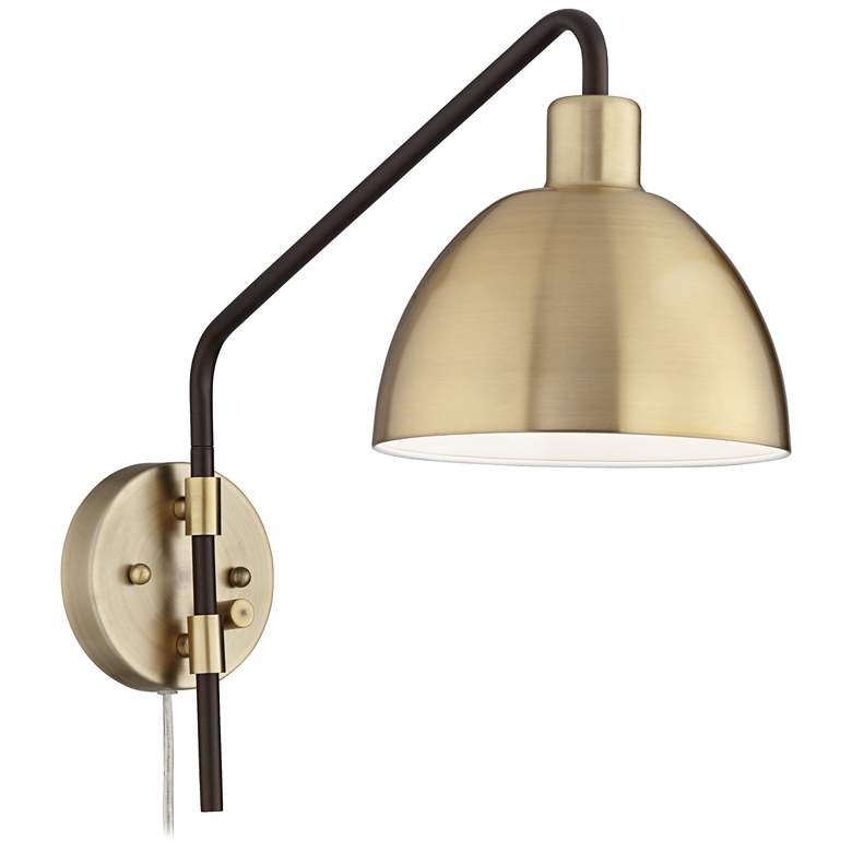 Image 6 360 Lighting Colwood Brass Bronze Adjustable Swing Arm Plug-In Wall Lamp more views